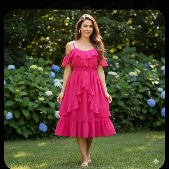Dresses & Skirts - Maxandcleo Pink Ruffled Sleeveless Dress